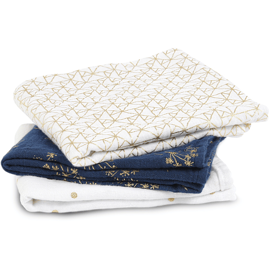 Aden + Anais Pucktücher metallic gold deco 120 x 120cm 3er-Pack