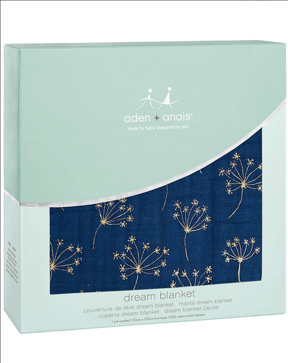 Aden + Anais Silky Metallic Gold Deco Dandalion Dream Blanket 120 x 120 (Versand Deutschland)