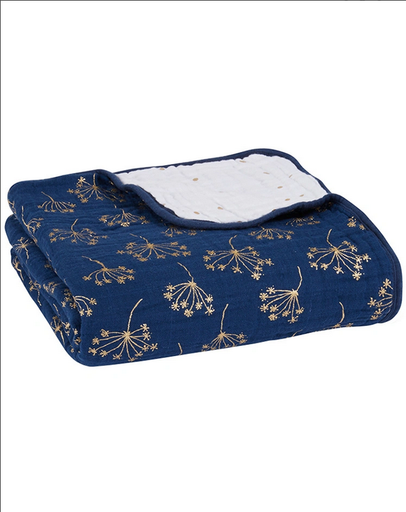 Aden + Anais Silky Metallic Gold Deco Dandalion Dream Blanket 120 x 120