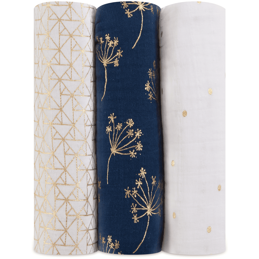 Aden + Anais Pucktücher metallic gold deco 120 x 120cm 3er-Pack