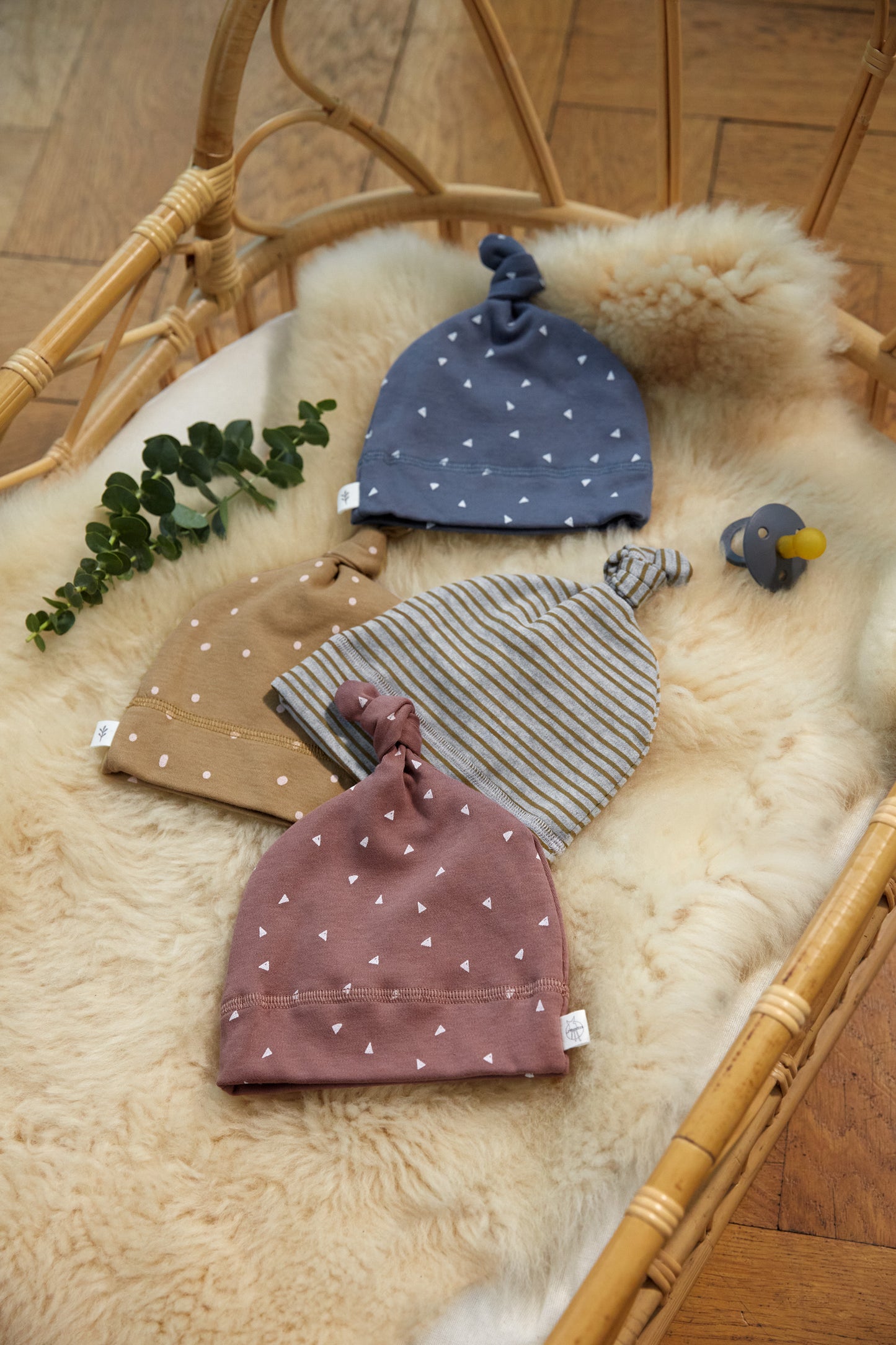Babymütze - Beanie, Striped Grey Mélange
