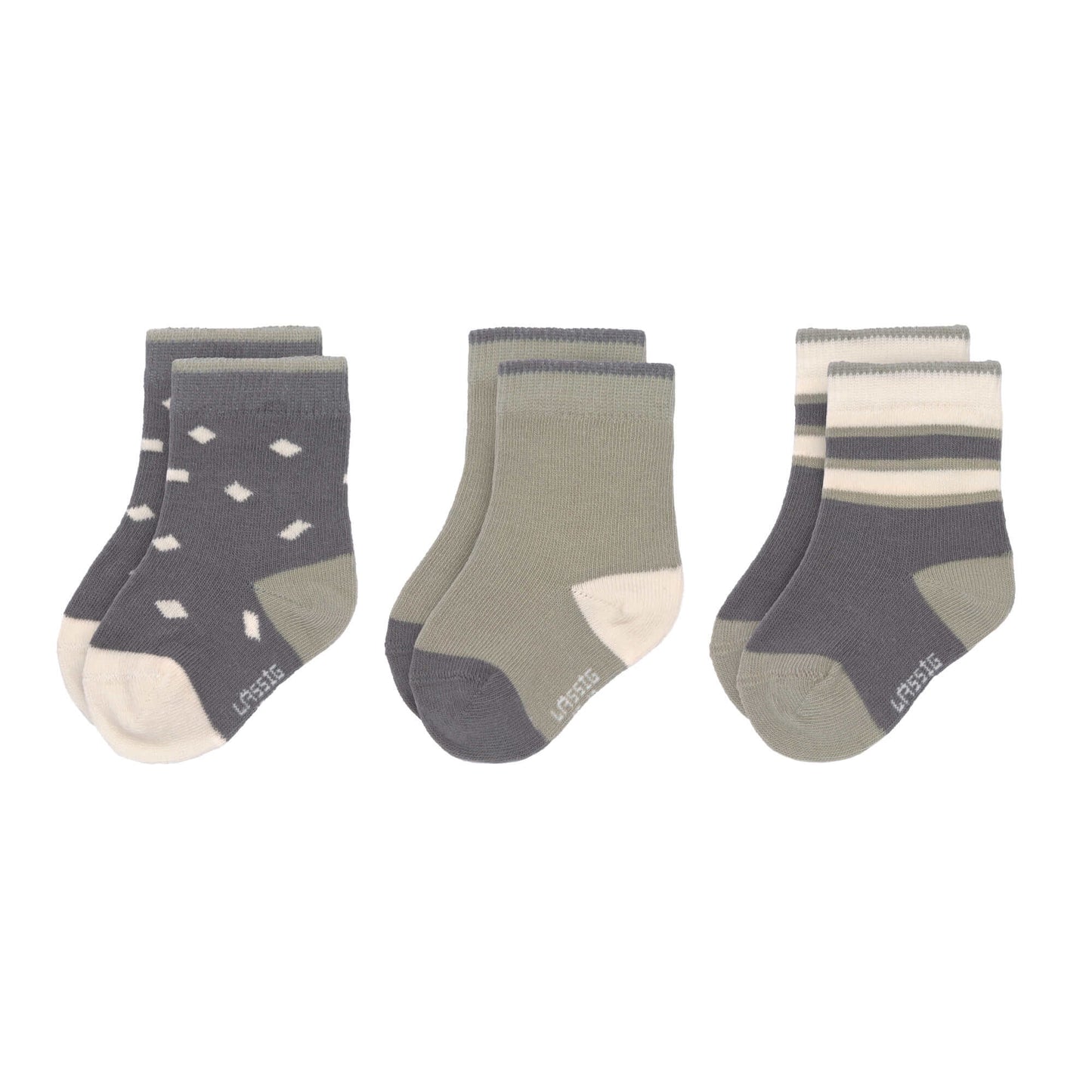 Kindersocken (3er-Pack) GOTS - Socks, Anthracite Olive