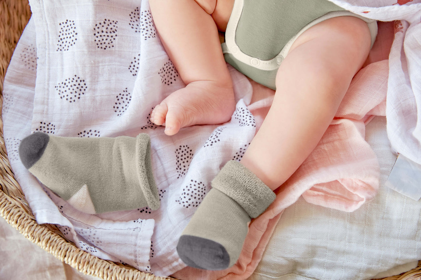 Kindersocken (3er-Pack) GOTS - Socks, Anthracite Olive
