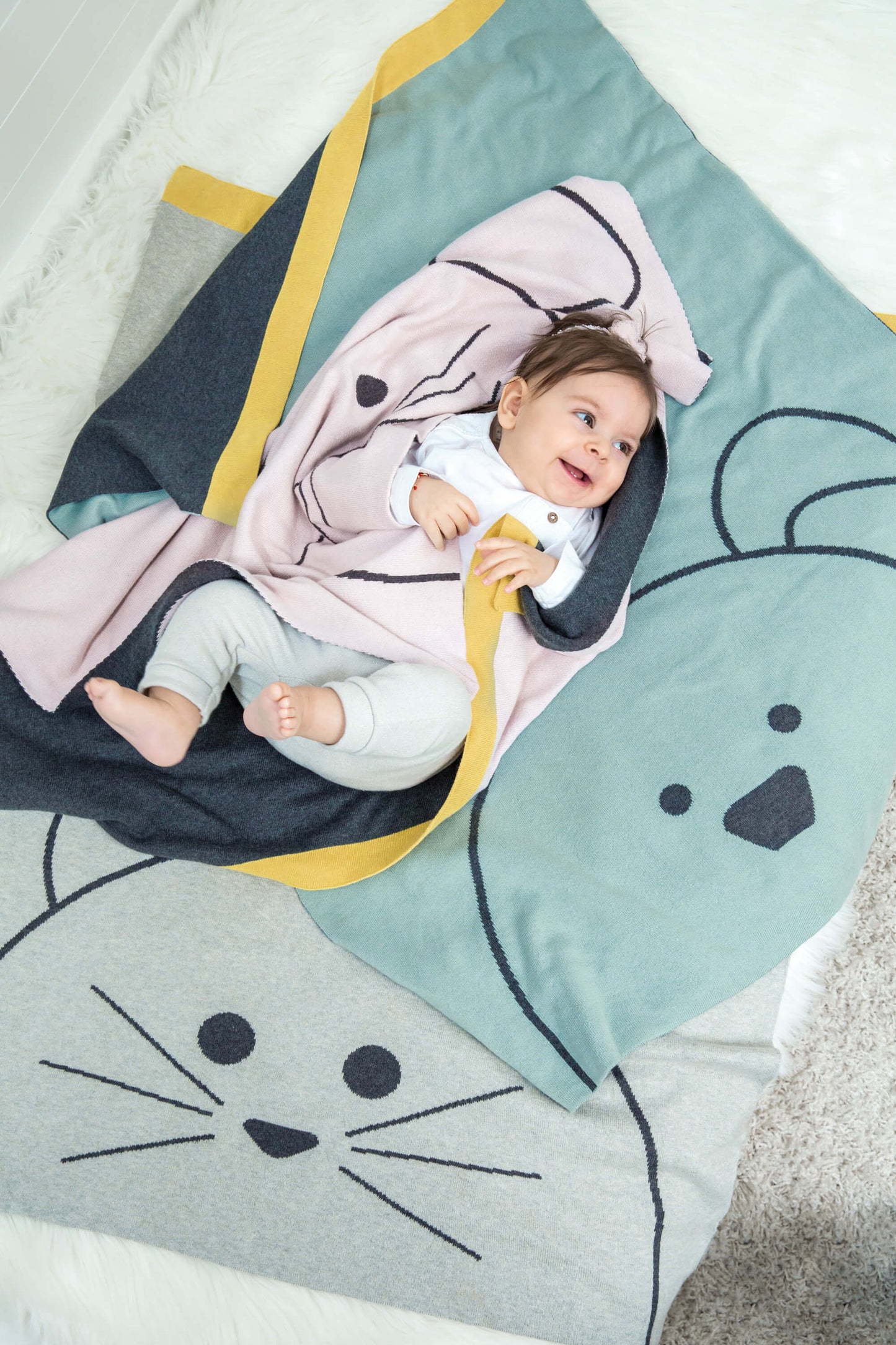 Babydecke - Knitted Blanket GOTS, Little Chums Cat
