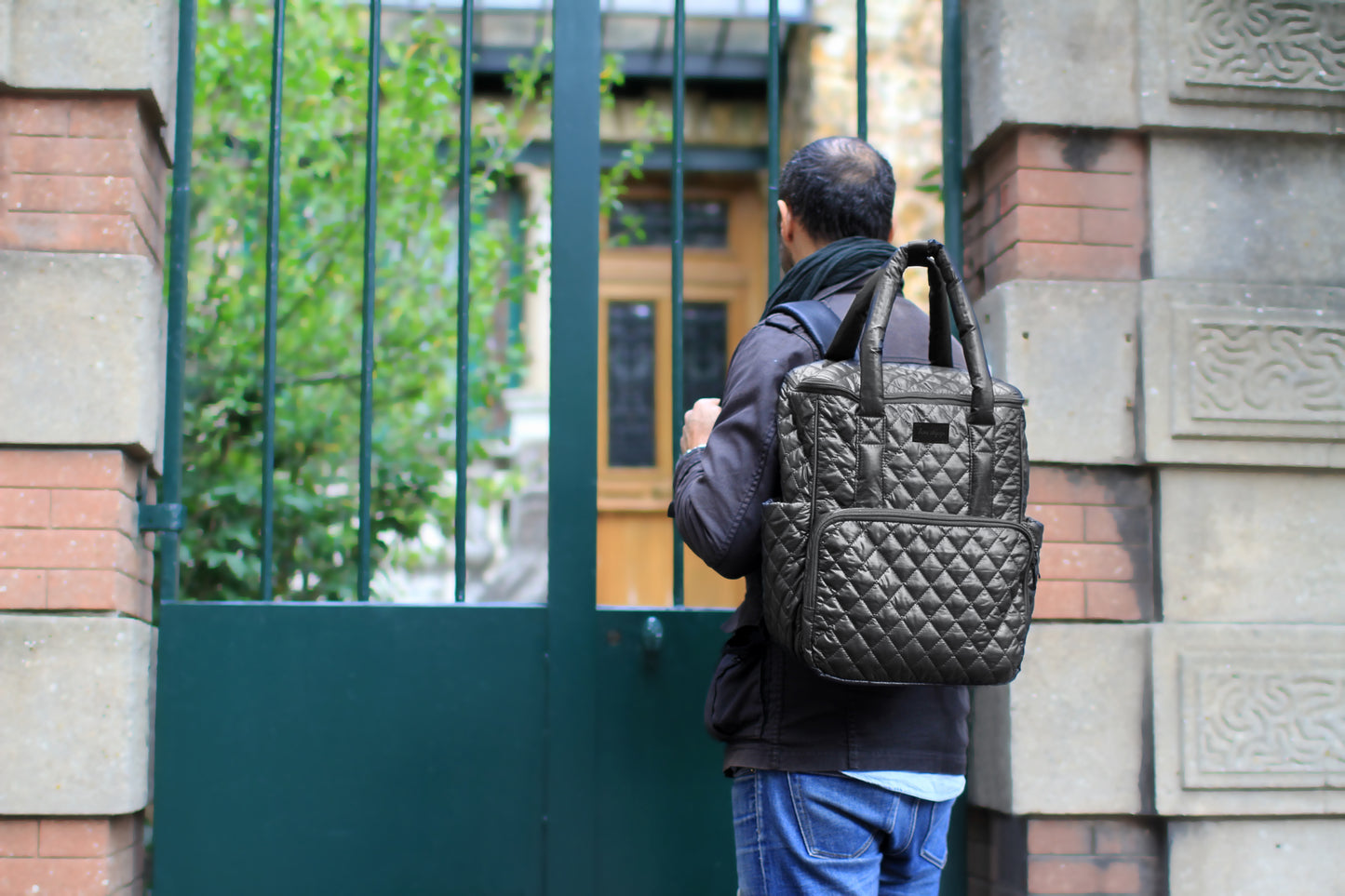 7AM London Diaper Backpack - Black Quilted