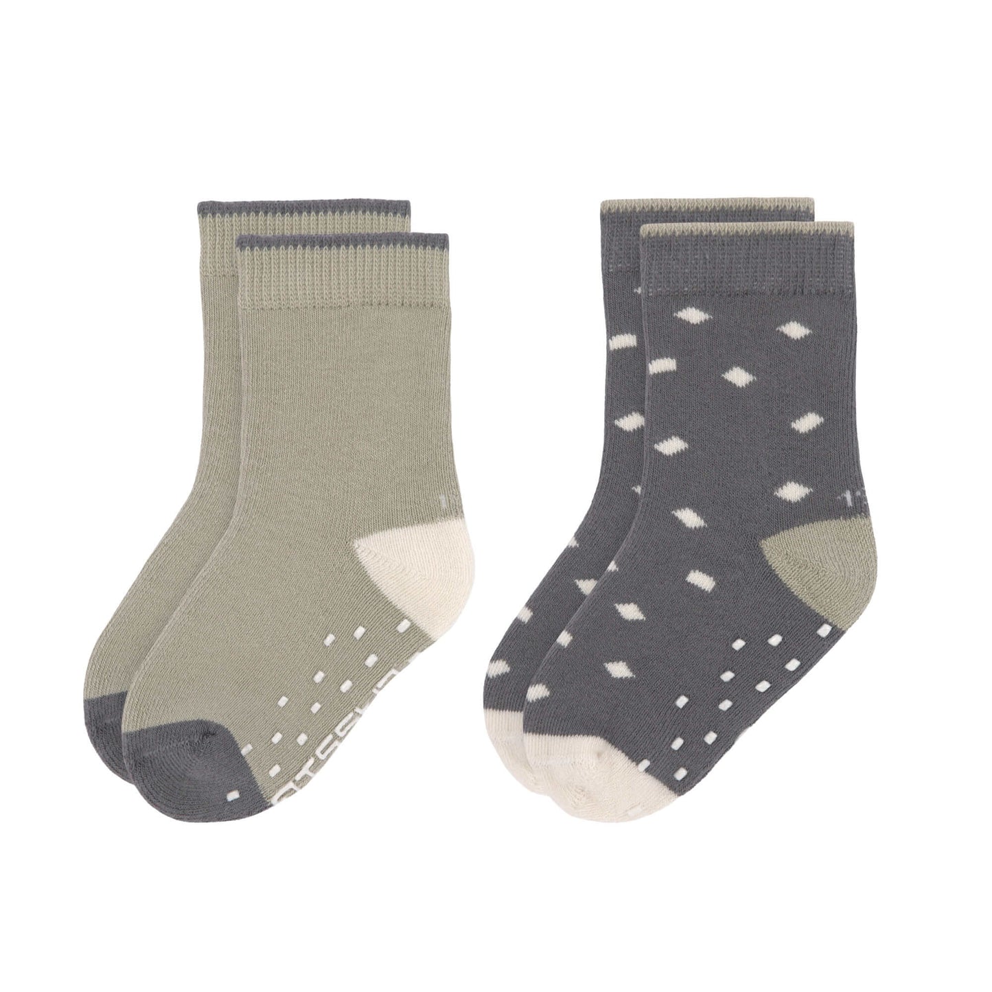 Kinder Antirutsch-Socken (2er-Pack) - GOTS Socks, Anthracite Olive, Größe 19-21