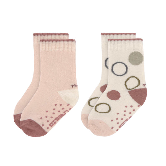 Kinder Antirutsch-Socken (2er-Pack) - GOTS Socks, Offwhite Powder-Pink, Größe 27-30