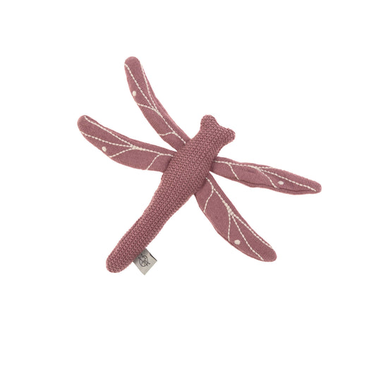 Kuscheltier mit Rassel & Knisterpapier - Knitted Toy, Garden Explorer Libelle Rot