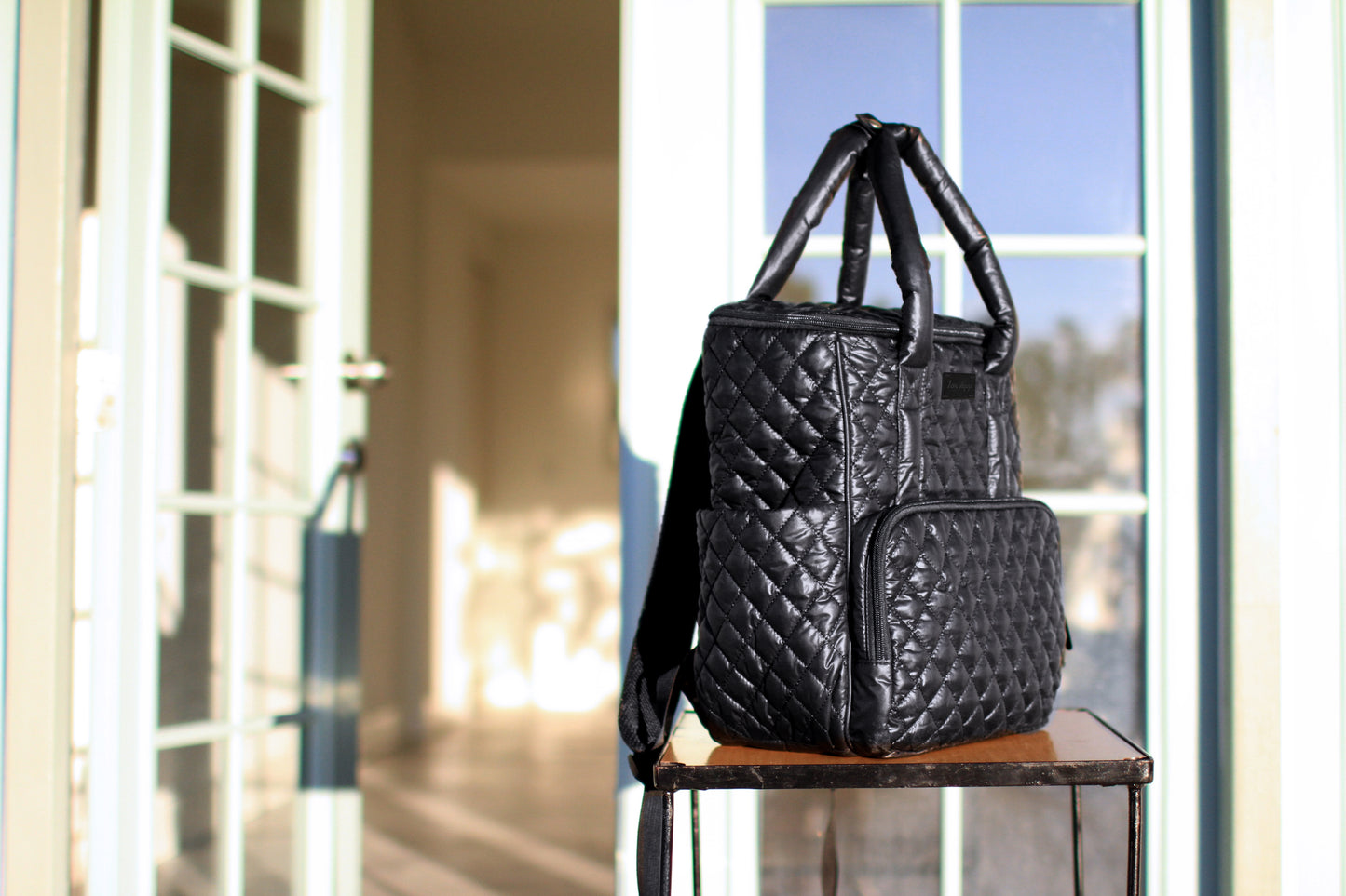 7AM London Diaper Backpack - Black Quilted